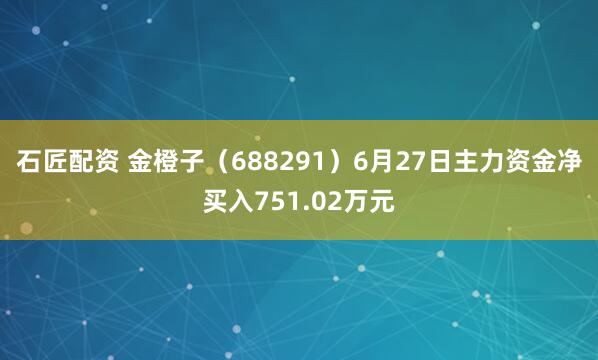 石匠配资 金橙子（688291）6月27日主力资金净买入751.02万元